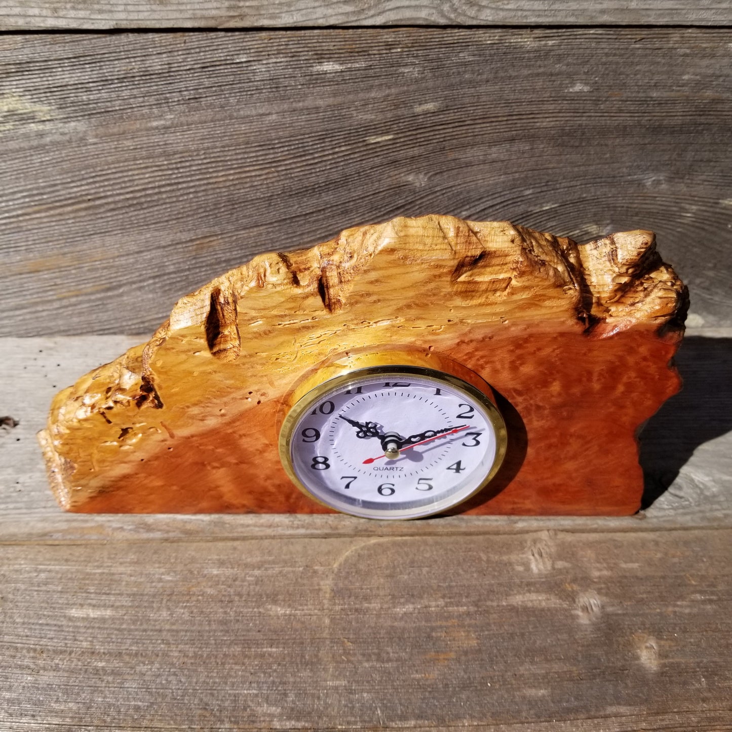 Redwood Burl Clock Table Shelf Mantle Desk Office 2 Tone Gifts for Men  Christmas Gift Wood #218