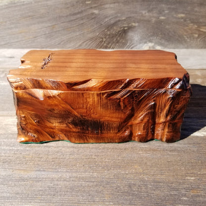 Redwood Jewelry Box Rustic Wood Engraved Tree #234