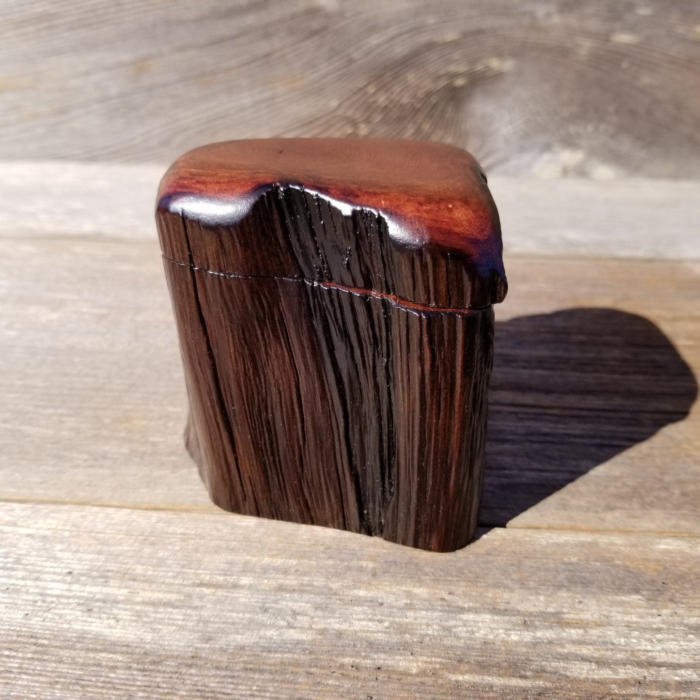 Handmade Wood Box with Redwood Rustic Handmade Ring Box California Redwood Jewelry Box Storage Box Limb Box #185