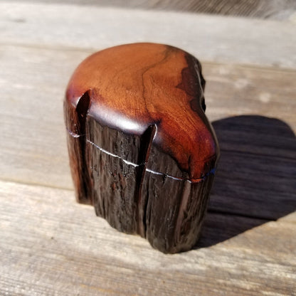 Wood Ring Box Redwood Rustic Handmade Mini #255