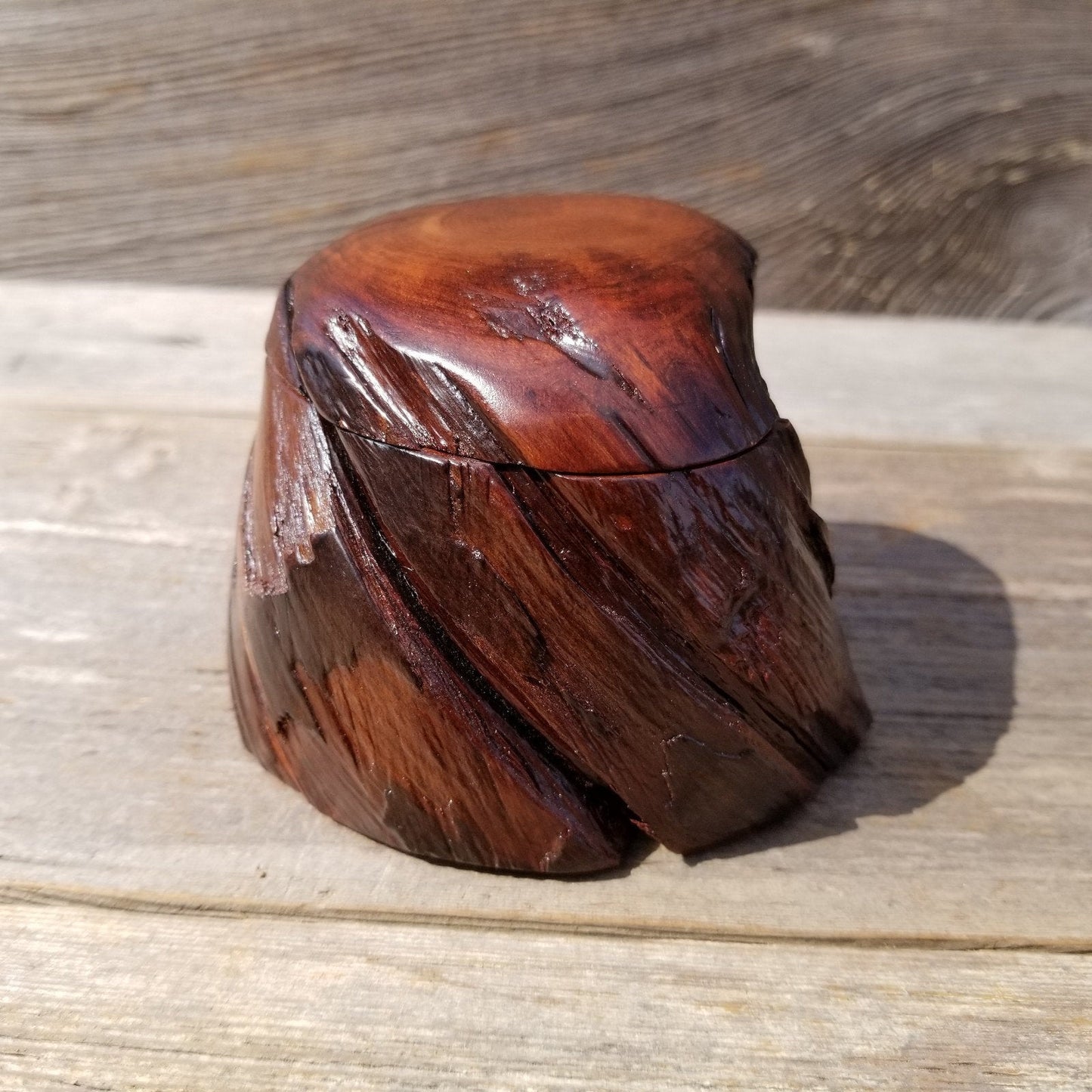 Wood Ring Box Redwood Rustic Handmade #189 Engagement