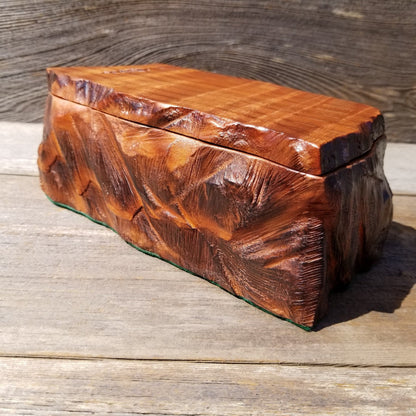 Wood Jewelry Box Redwood Tree Engraved Rustic Handmade #195