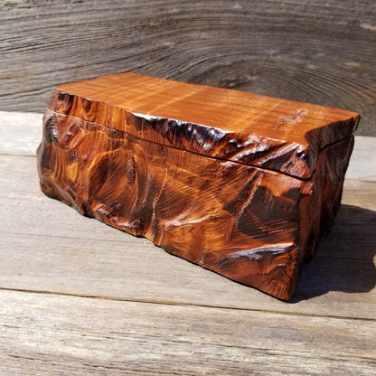 Wood Jewelry Box Redwood Tree Engraved Rustic Handmade #195