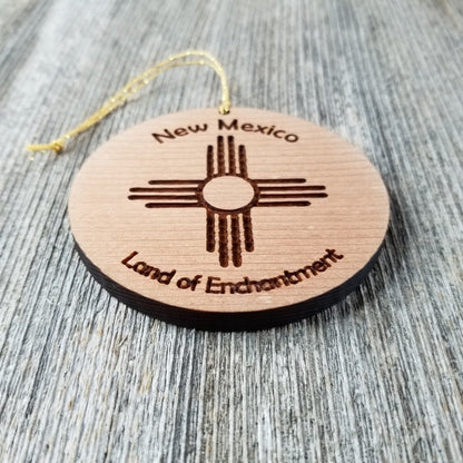 New Mexico Wood Christmas Ornament Land of Enchantment Flag Symbol Laser Cut Handmade Made in USA Housewarming Gift Souvenir Memento