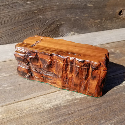 Wood Jewelry Box Redwood Tree Engraved Rustic Handmade #228