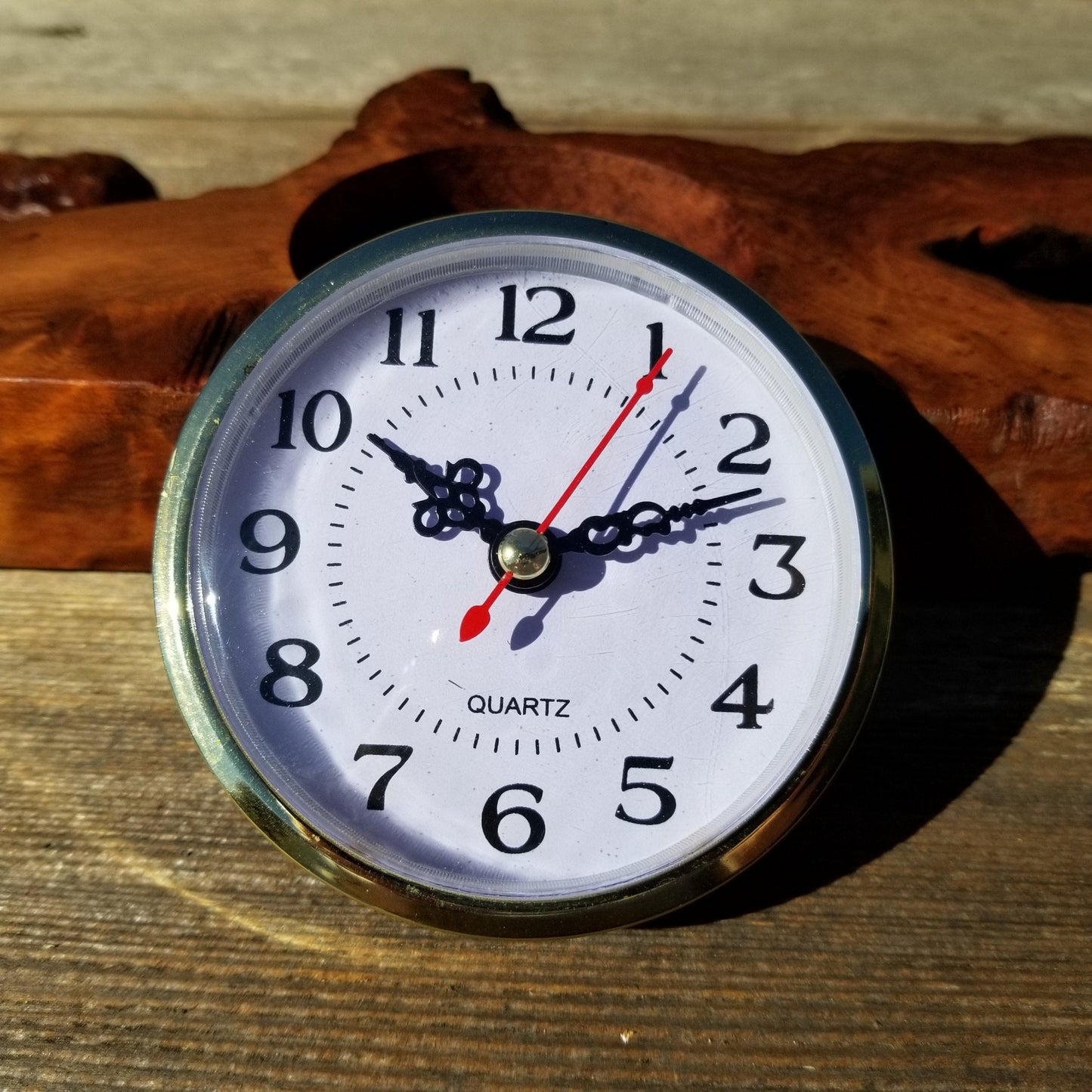 Wood Desk Clock Handmade California Redwood Burl #220