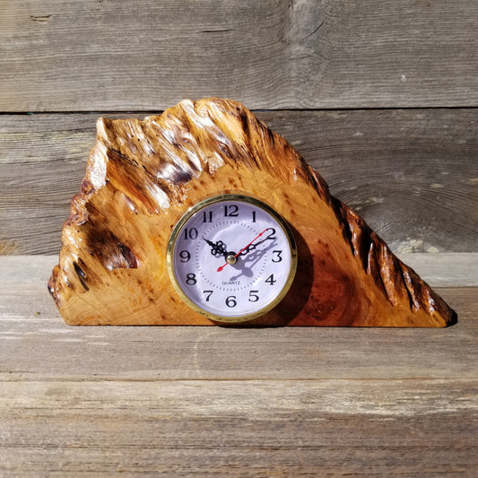 Redwood Burl Wood Clock Mantle Desk 2 Tone Wood Birdseye 221