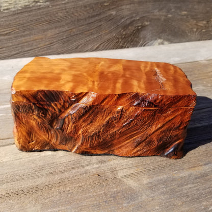 Wood Jewelry Box Redwood Tree Engraved Rustic Curly Wood #231