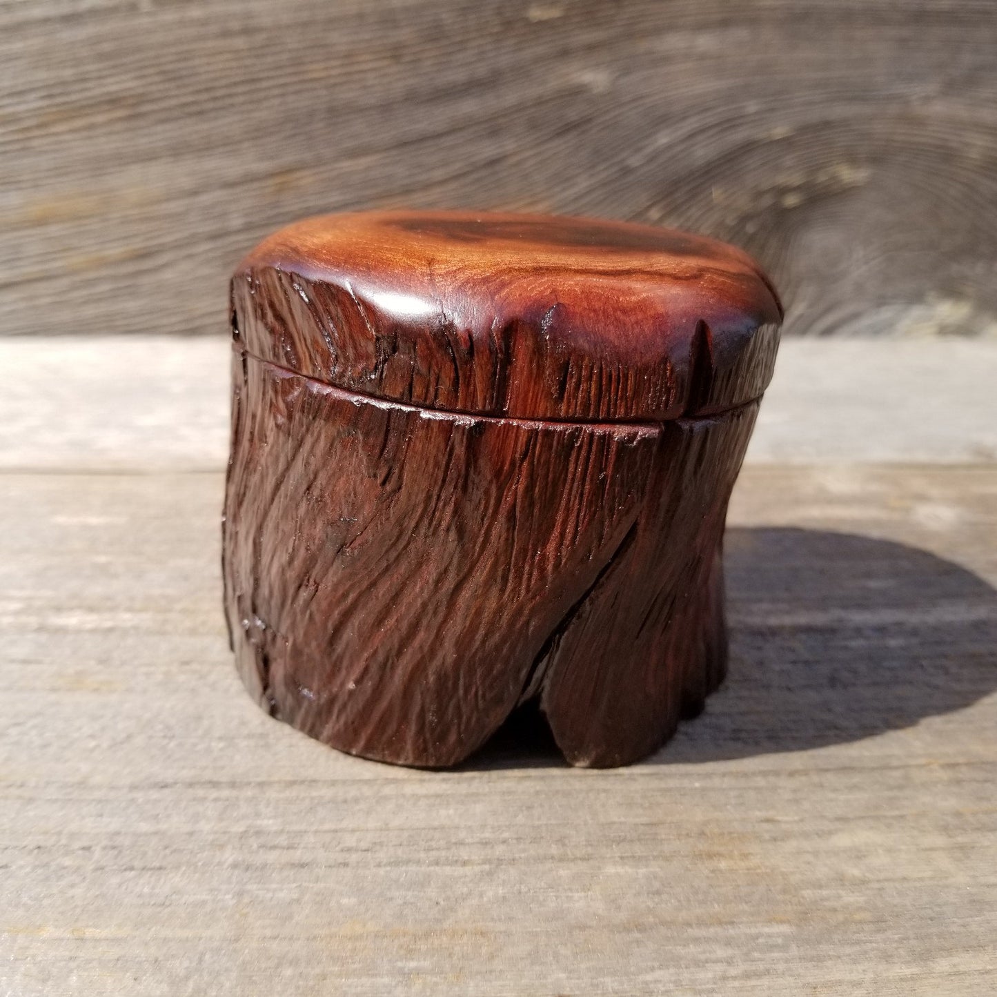 Wood Trinket Box Handmade Box with Redwood Rustic California Redwood Jewelry Box Storage Box Limb Box #193