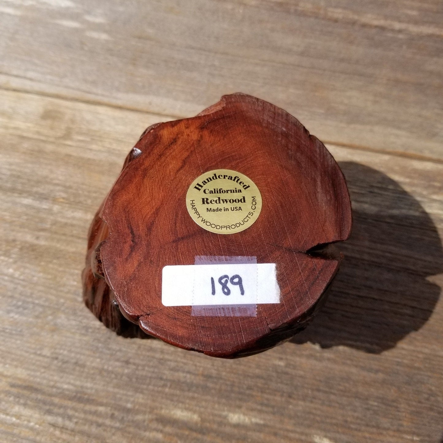 Wood Ring Box Redwood Rustic Handmade #189 Engagement