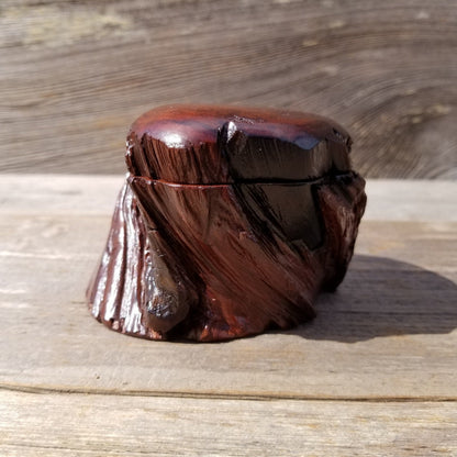 Wood Ring Box Redwood Rustic Handmade #189 Engagement