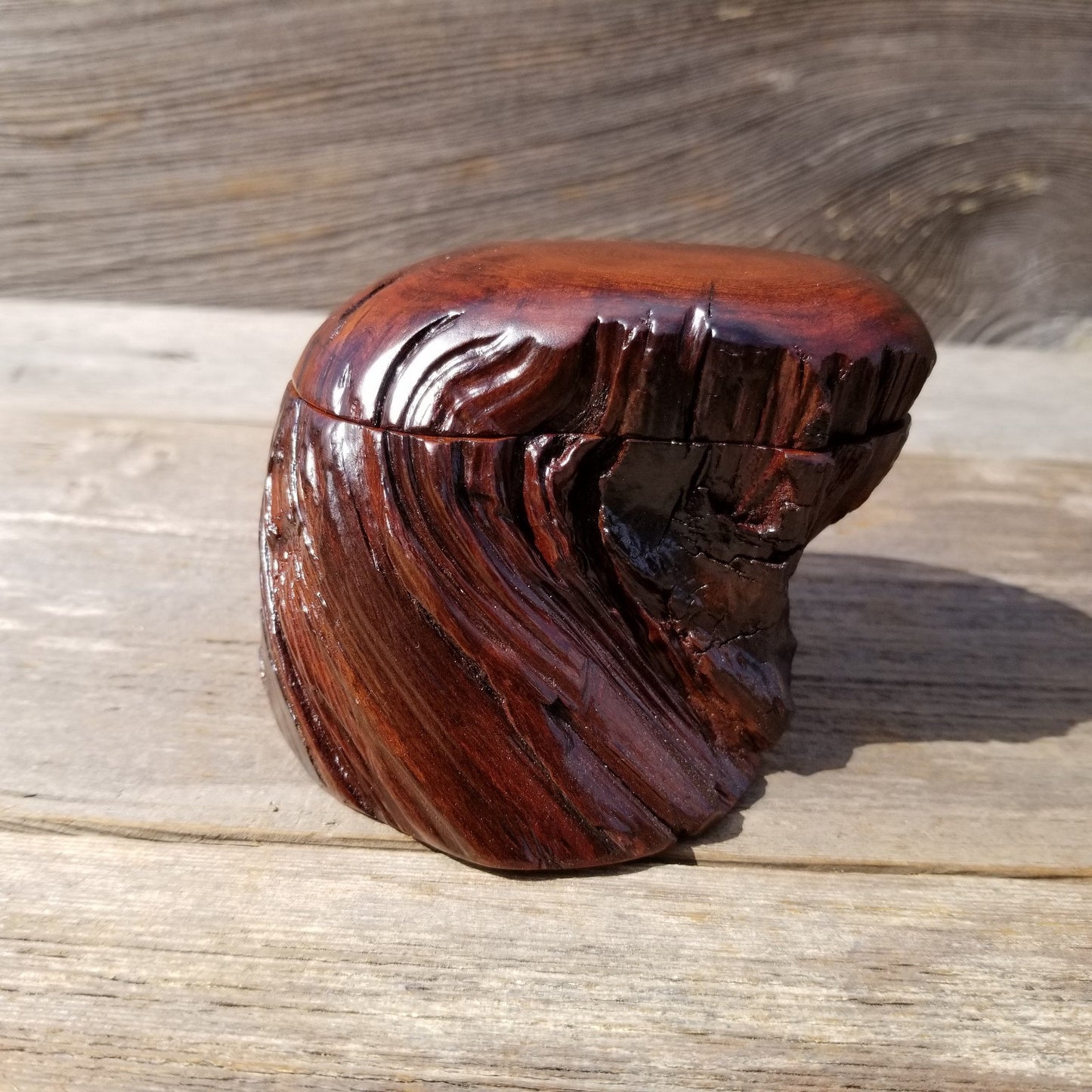 Wood Ring Box Redwood Rustic Handmade #189 Engagement