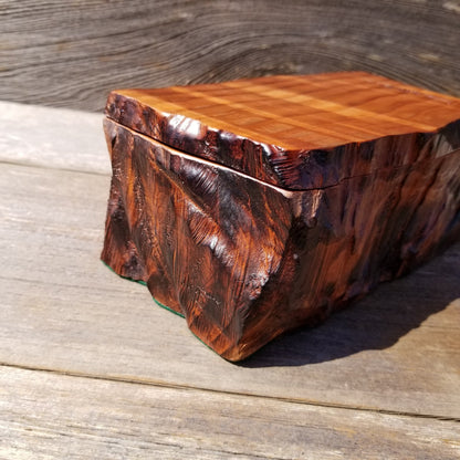 Wood Jewelry Box Redwood Tree Engraved Rustic Handmade #195