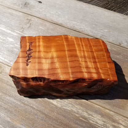 Wood Jewelry Box Redwood Tree Engraved Rustic Handmade #195