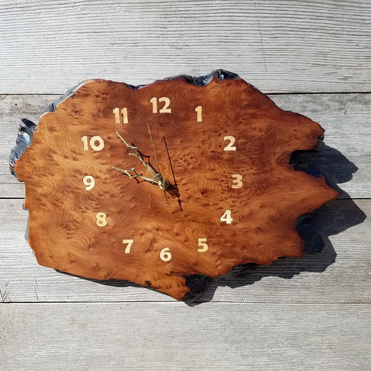 Redwood Clock Handmade Wall Hanging Rustic Burl Live Edge #342 Anniversary Gift Wedding Gift One Of a Kind Small Wall Clock