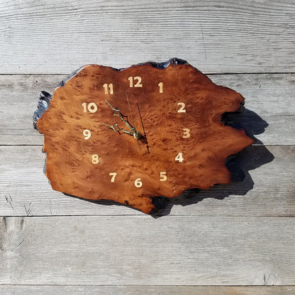 Redwood Clock Handmade Wall Hanging Rustic Burl Live Edge #342 Anniversary Gift Wedding Gift One Of a Kind Small Wall Clock