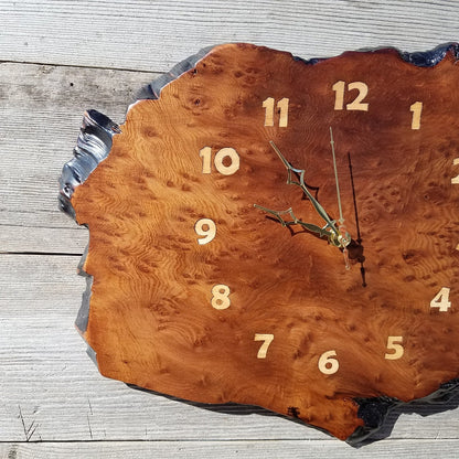 Redwood Clock Handmade Wall Hanging Rustic Burl Live Edge #342 Anniversary Gift Wedding Gift One Of a Kind Small Wall Clock