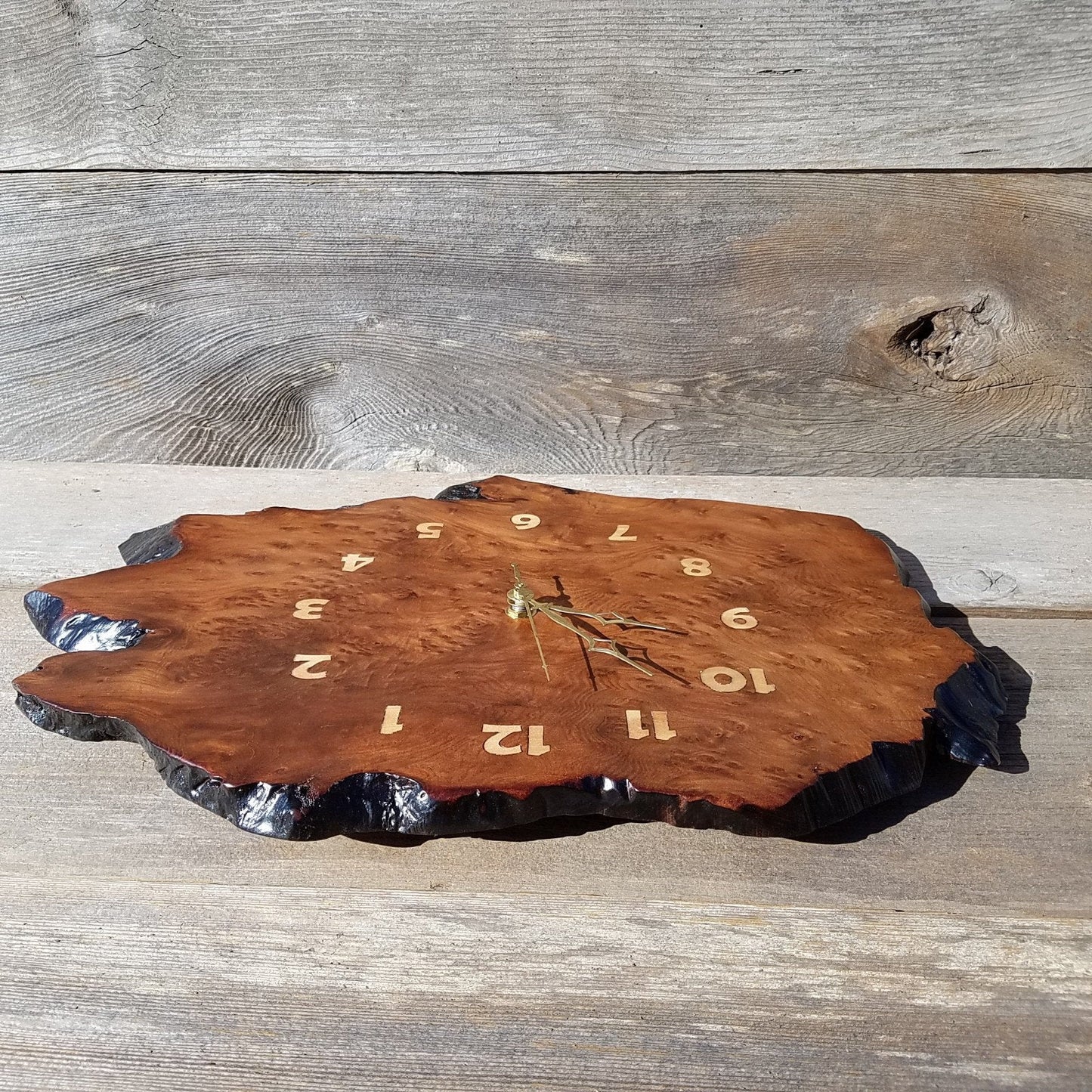 Redwood Clock Handmade Wall Hanging Rustic Burl Live Edge #342 Anniversary Gift Wedding Gift One Of a Kind Small Wall Clock