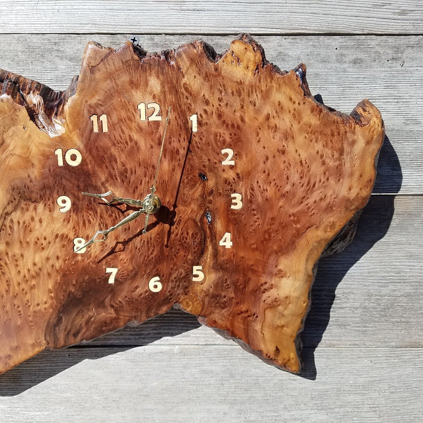 Wood Wall Clock Redwood Clock Handmade Wall Hanging Rustic Wedding Gift Burl Live Edge #343 Anniversary Small