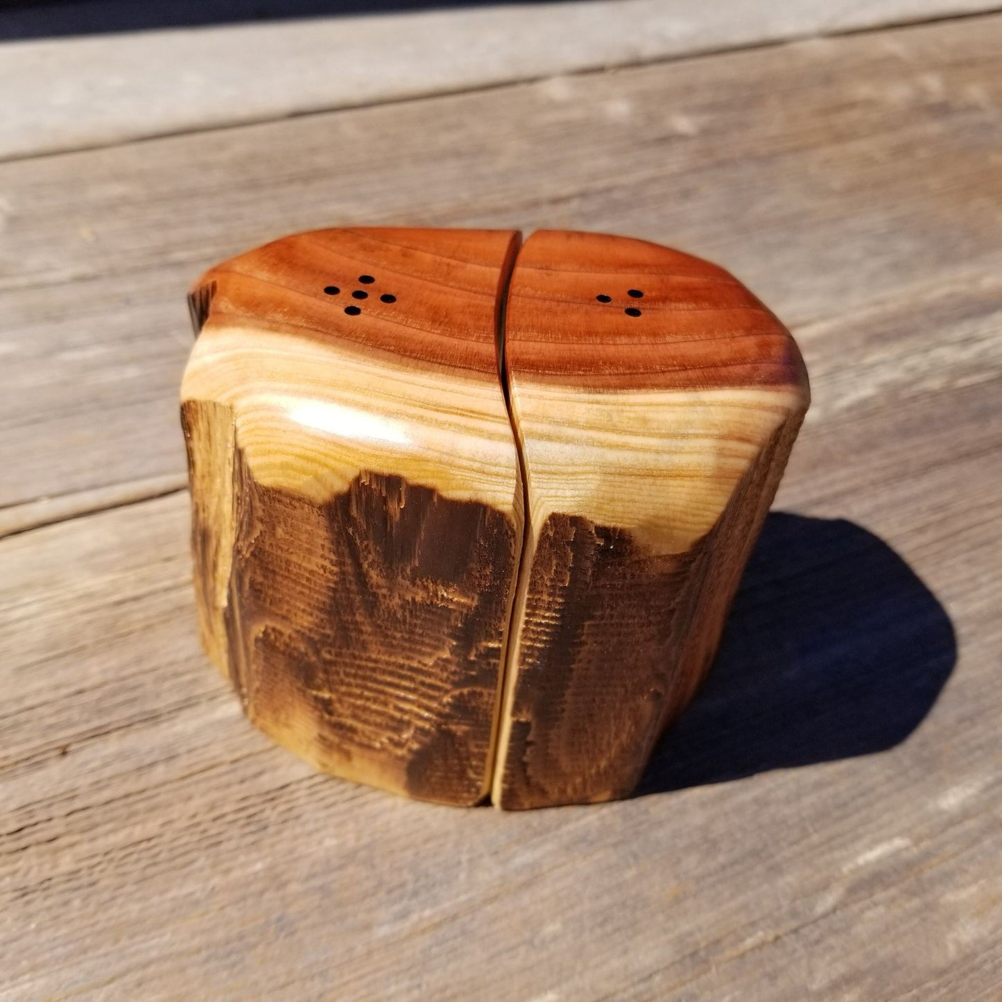 Redwood Rustic Salt and Pepper Shakers Set Handmade Anniversary Wedding #381 Housewarming Christmas California Wood