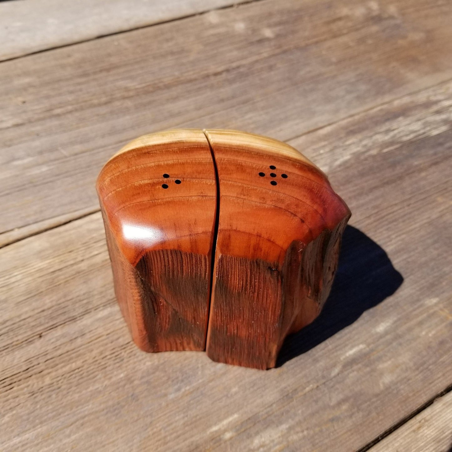 Redwood Rustic Salt and Pepper Shakers Set Handmade Anniversary Wedding #381 Housewarming Christmas California Wood