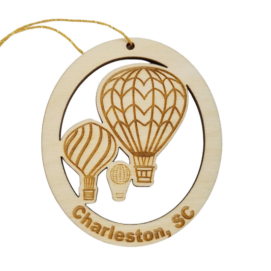 Charleston South Carolina Ornament Handmade Wood Ornament Souvenir SC Hot Air Balloons Travel Gift Made in USA