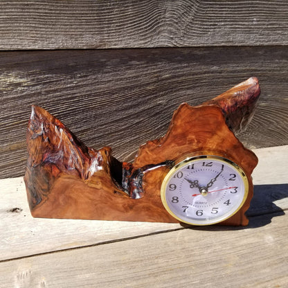 Redwood Wood Clock Redwood Burl Clock Table Shelf Mantle Desk Office Sitting Wood #392 Red Wood Anniversary Gift