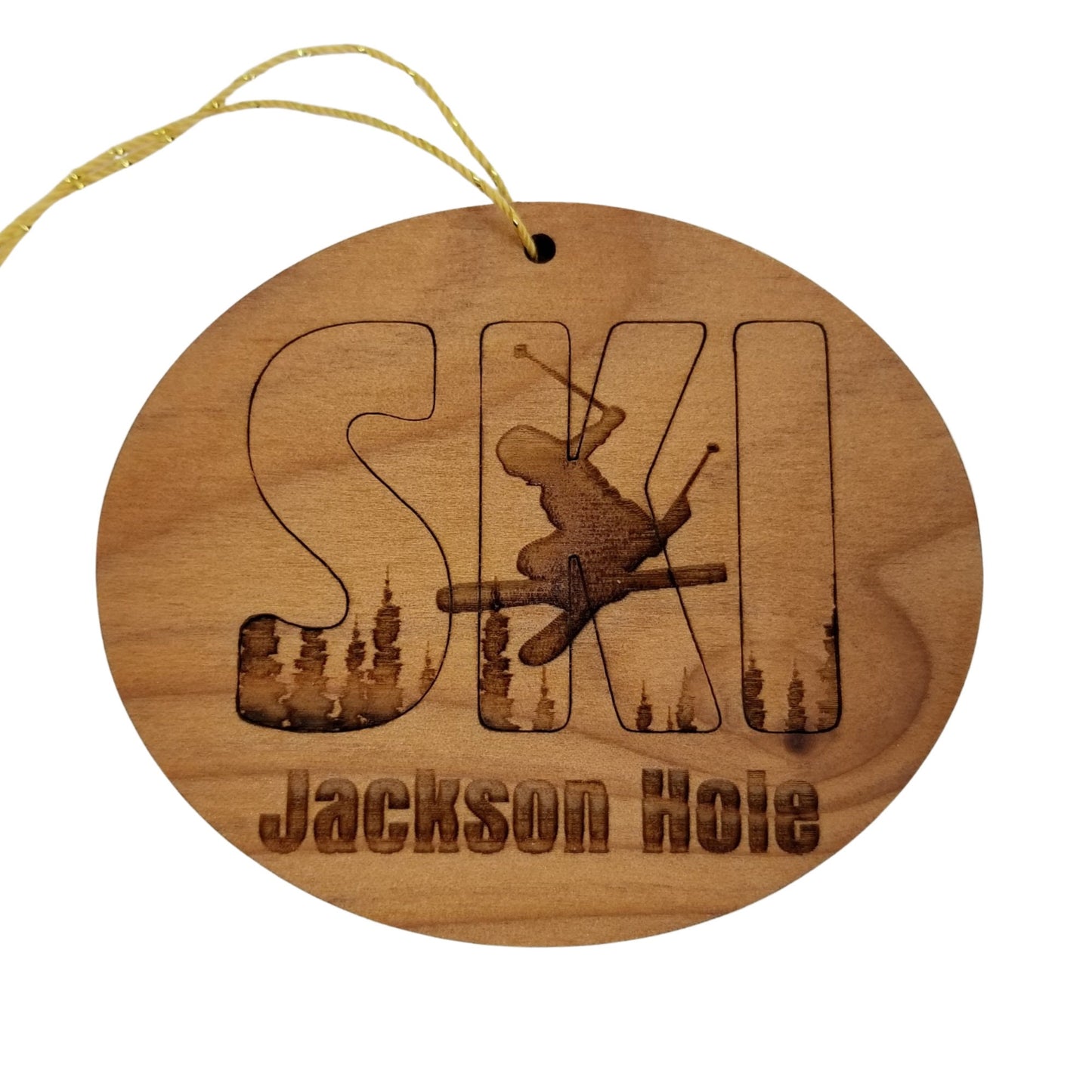 Wholesale Jackson Hole Wyoming Ski Ornament - Handmade Wood WY Souvenir