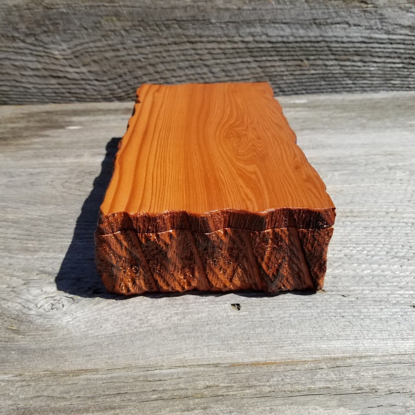 Wood Jewelry Box Redwood Rustic Handmade California Storage Live Edge #268 5th Anniversary Gift Christmas Present