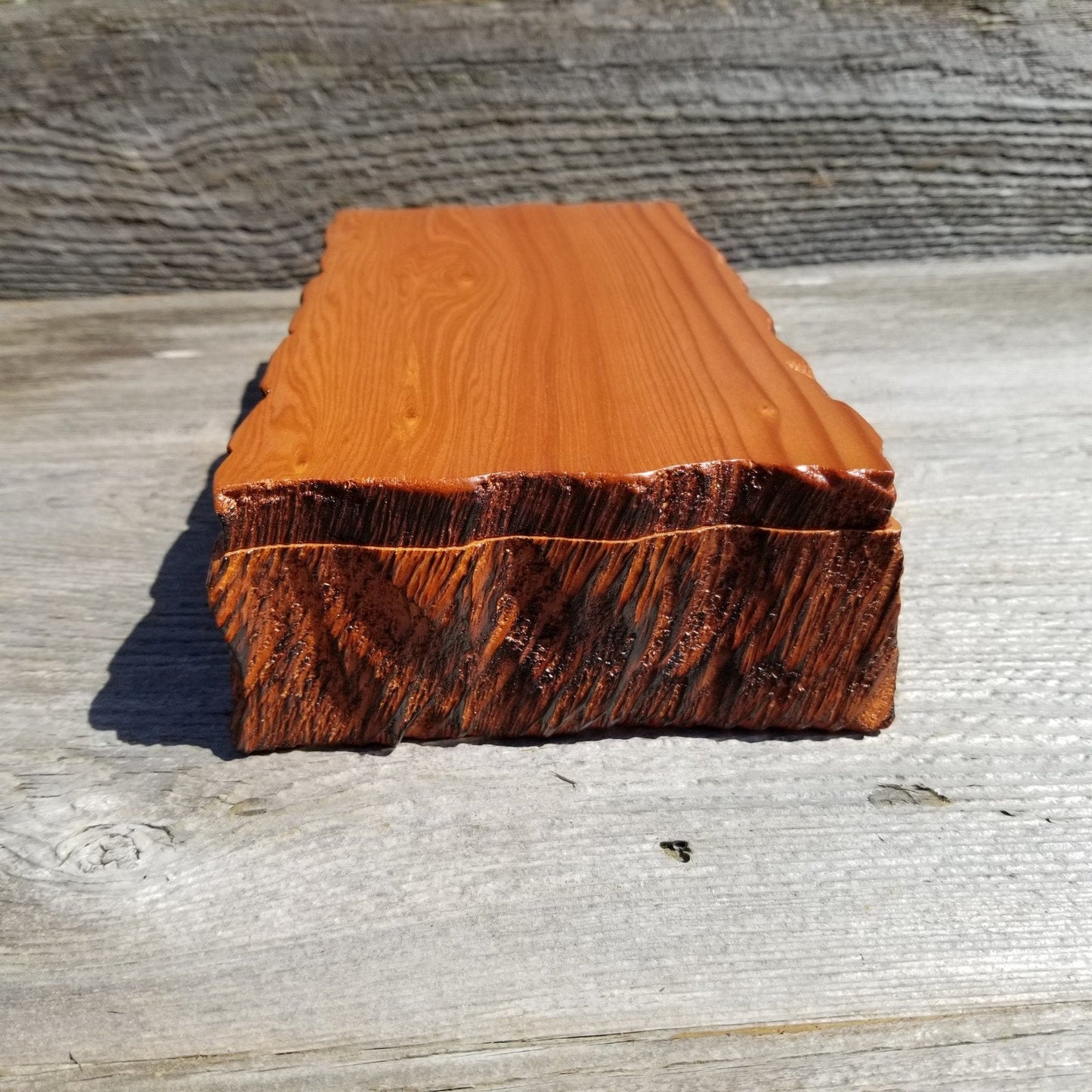 Wood Jewelry Box Redwood Rustic Handmade California Storage Live Edge #268 5th Anniversary Gift Christmas Present