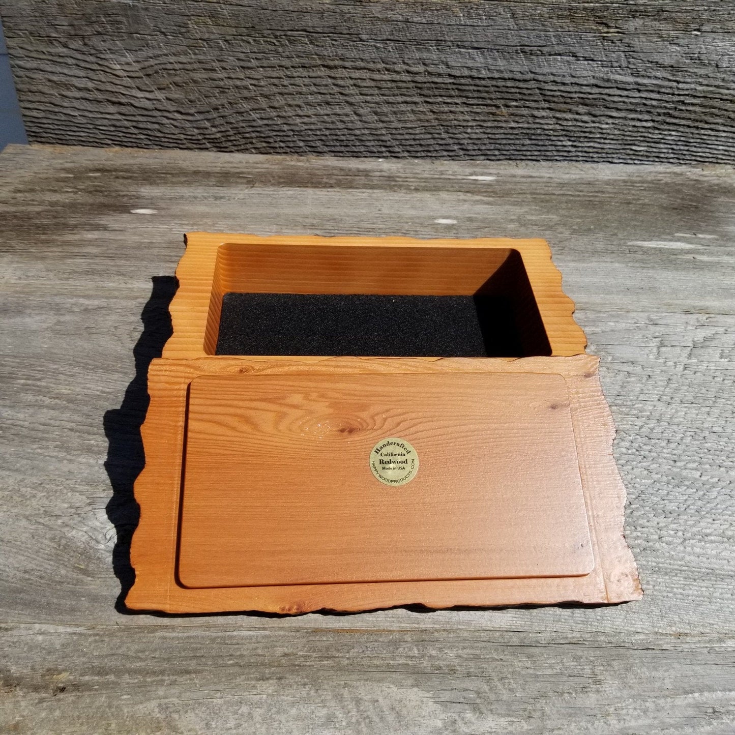 Wood Jewelry Box Redwood Rustic Handmade California Storage Live Edge #268 5th Anniversary Gift Christmas Present