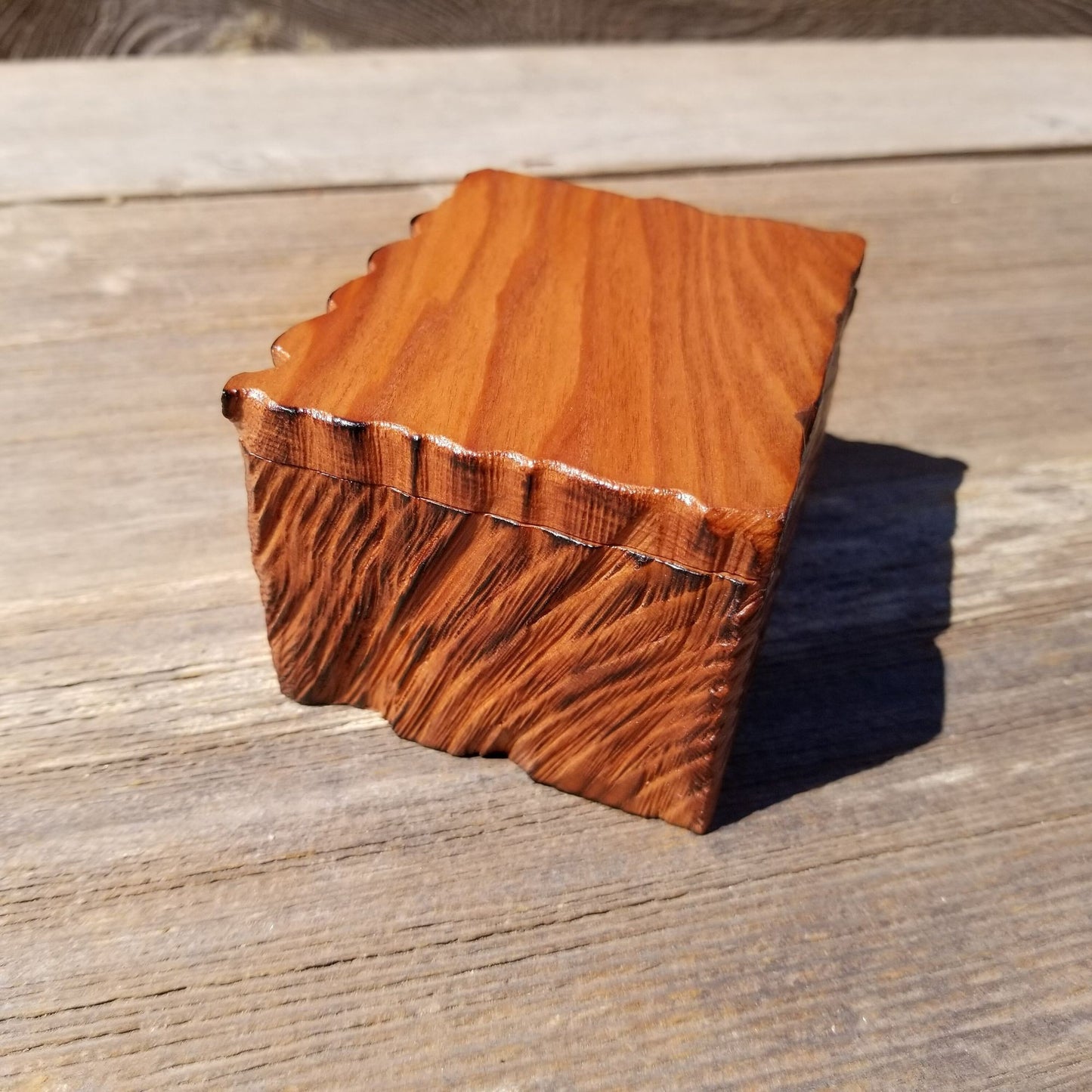 Handmade Wood Box Small Jewelry Box Rustic Decoration #363 California Redwood Storage Box Souvenir Anniversary Wood Gift