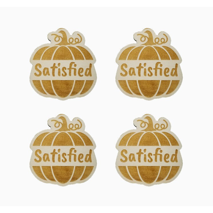 Thanksgiving Place Card Set of 4 - Thanksgiving Place Setting - Thanksgiving Table Decor - Satisified Pumpkin Place Holder