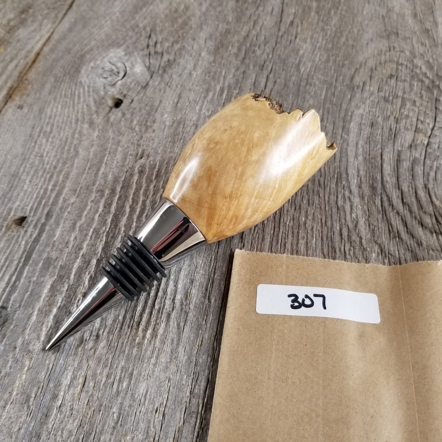 Wine Stopper Maple Rustic Live Edge Wine Gift - #307Handmade Wine Lover Gift