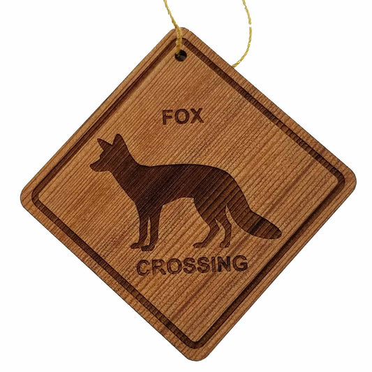 Fox Crossing Ornament - Fox Ornament - Wood Ornament Handmade in USA