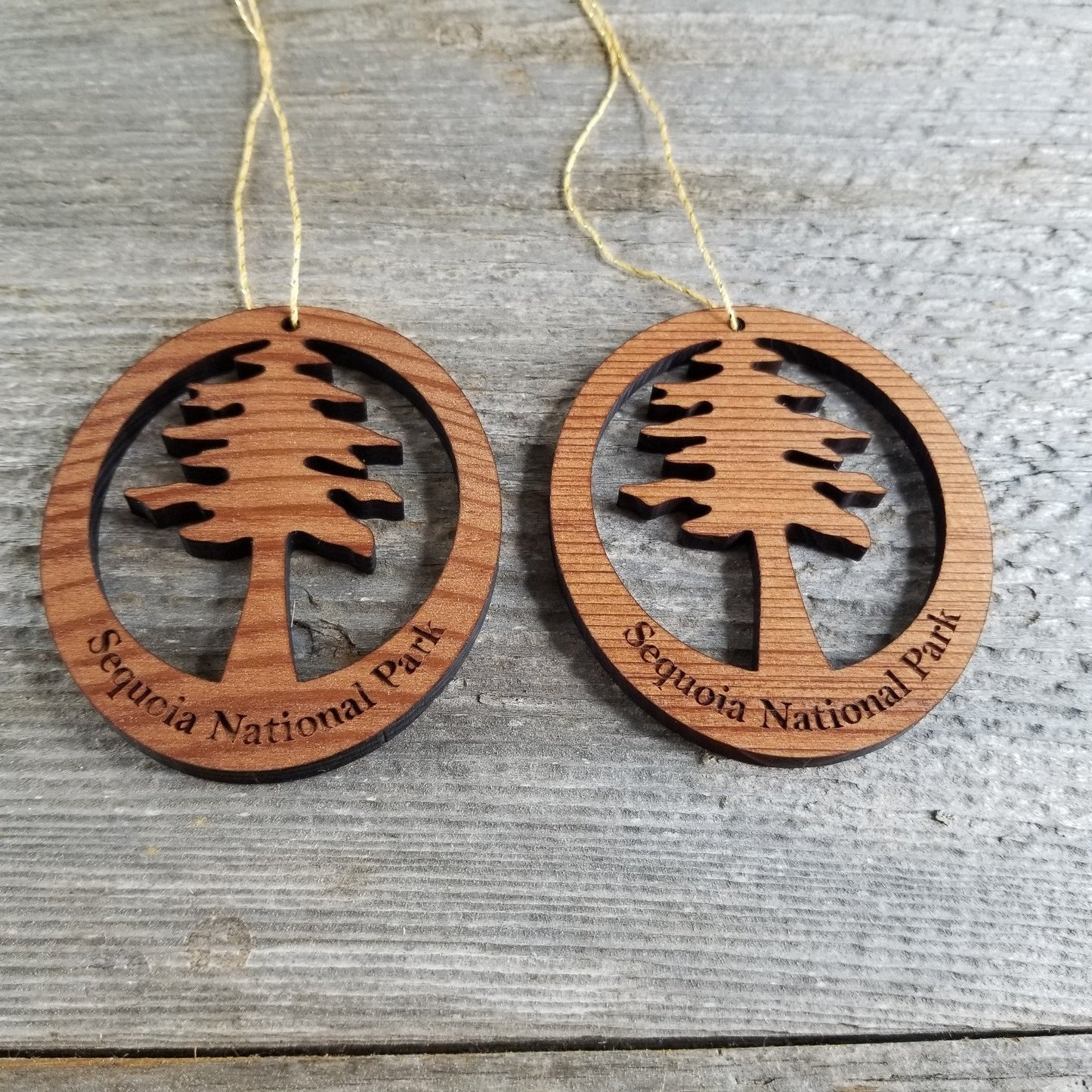 Sequoia National Park Redwood Ornament Redwood Tree - Oval California Redwood - Laser Cut Handmade Wood Ornament - Made in USA