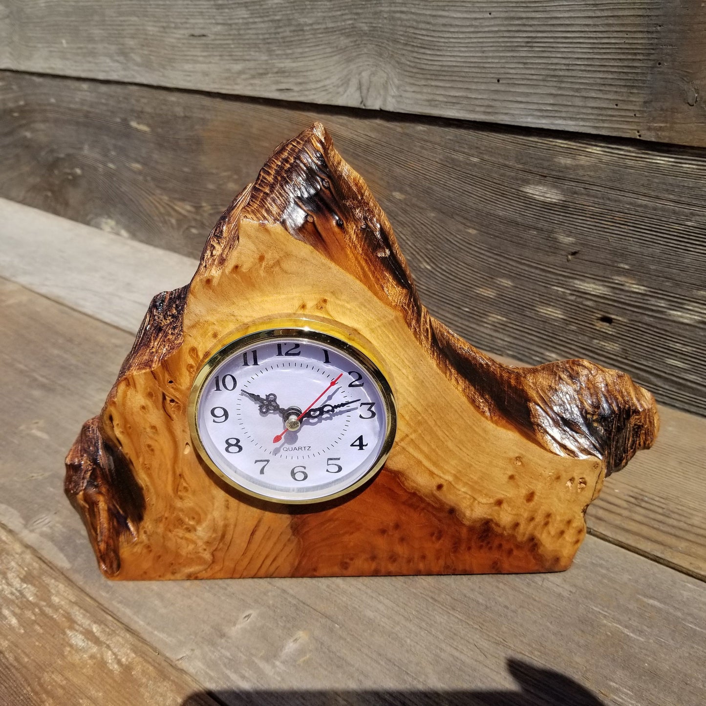 Redwood Wood Clock Redwood Burl Clock Sitting #134 2 Tone