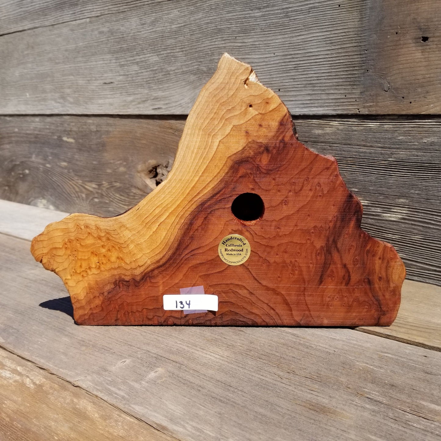 Redwood Wood Clock Redwood Burl Clock Sitting #134 2 Tone