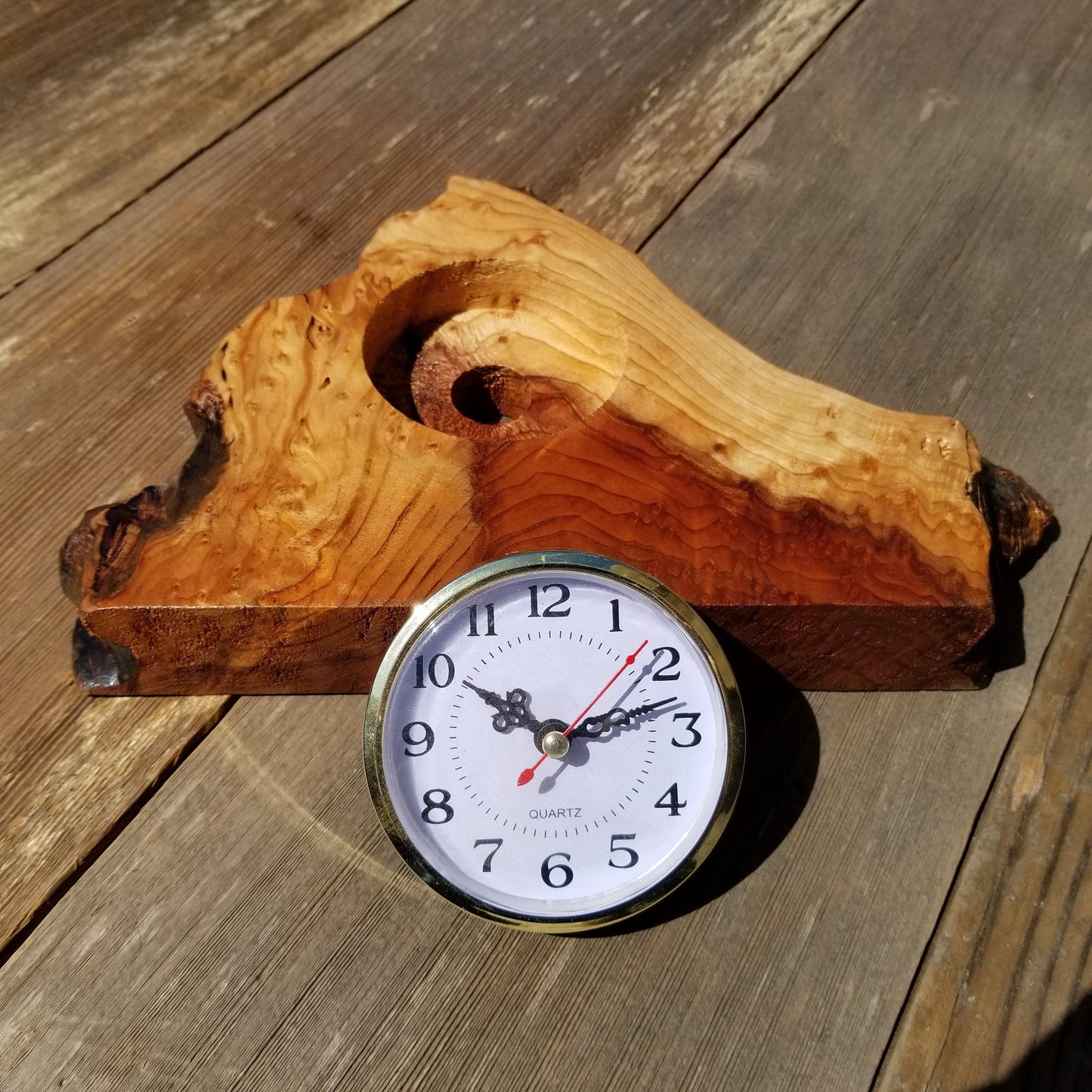 Redwood Wood Clock Redwood Burl Clock Sitting #134 2 Tone