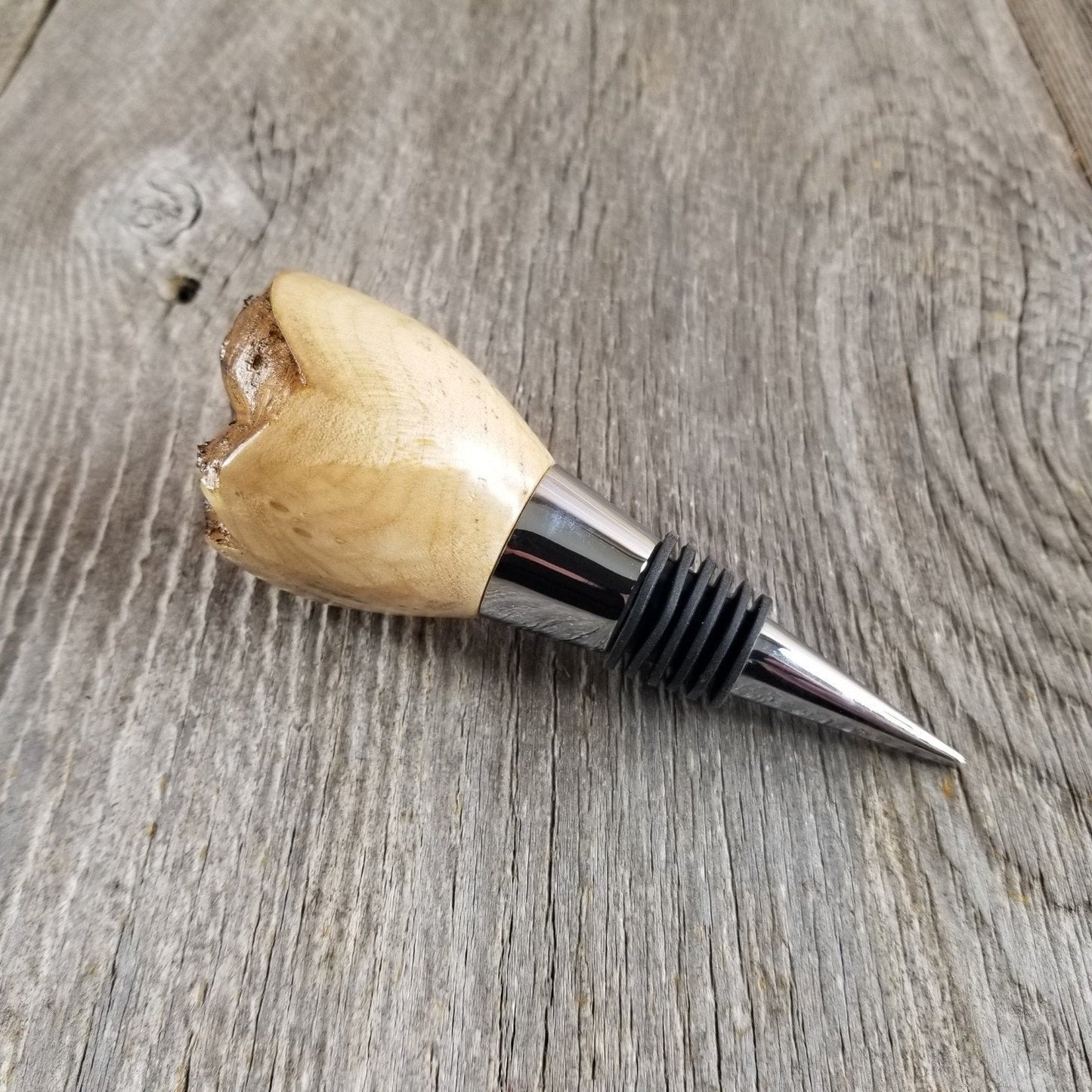 Wine Stopper Rustic Wood Gift for Her Maple Live Edge Top Handmade #308