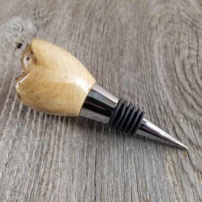 Wine Stopper Rustic Wood Gift for Her Maple Live Edge Top Handmade #308