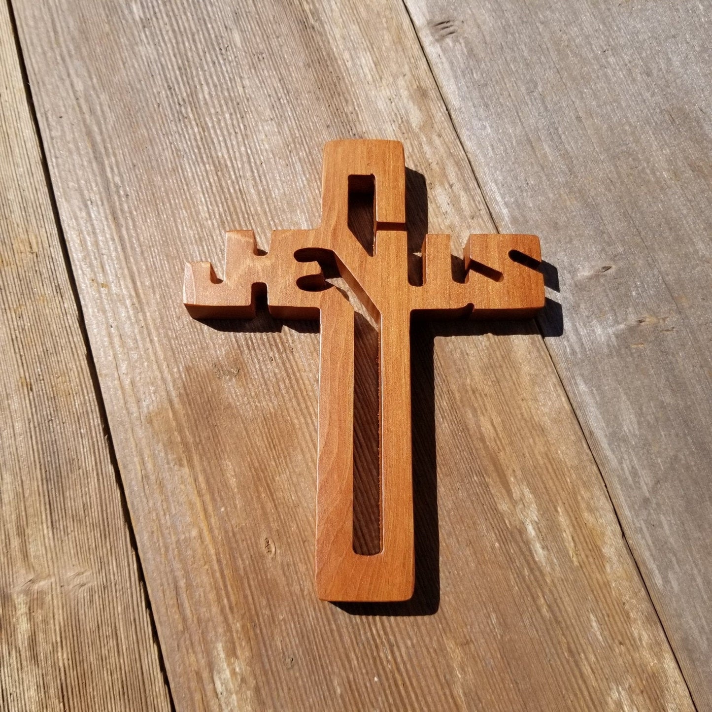 Wood Wall Cross - Jesus Cross - Wooden Cross - Redwood Cross 7.5"