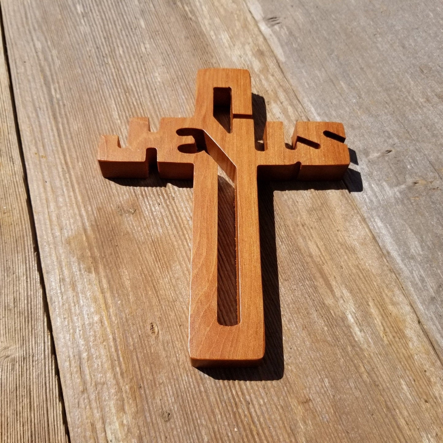 Wood Wall Cross - Jesus Cross - Wooden Cross - Redwood Cross 7.5"