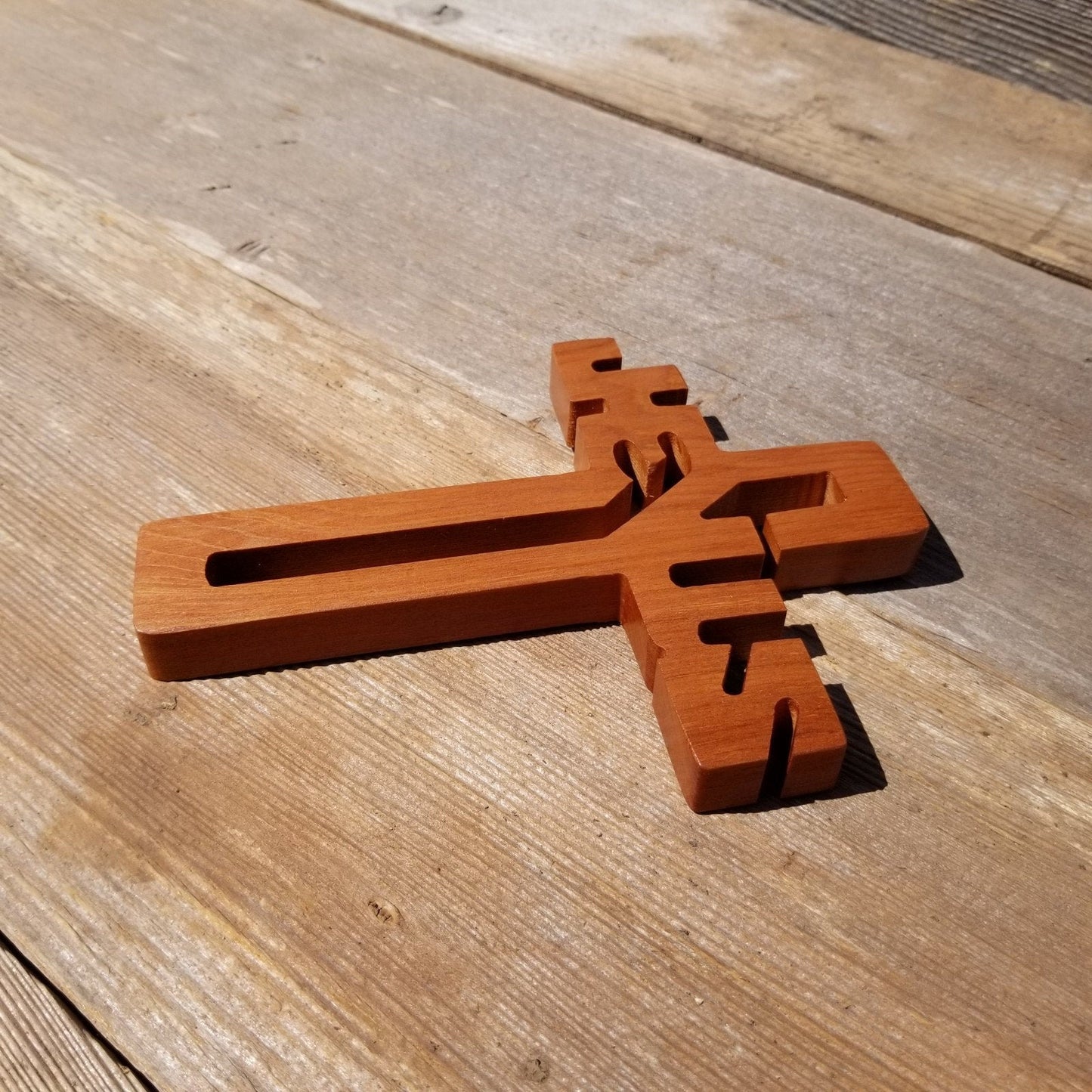 Wood Wall Cross - Jesus Cross - Wooden Cross - Redwood Cross 7.5"