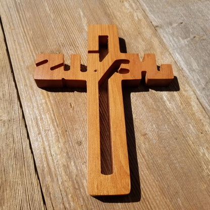 Wood Wall Cross - Jesus Cross - Wooden Cross - Redwood Cross 7.5"