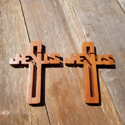 Wood Wall Cross - Jesus Cross - Wooden Cross - Redwood Cross 7.5"