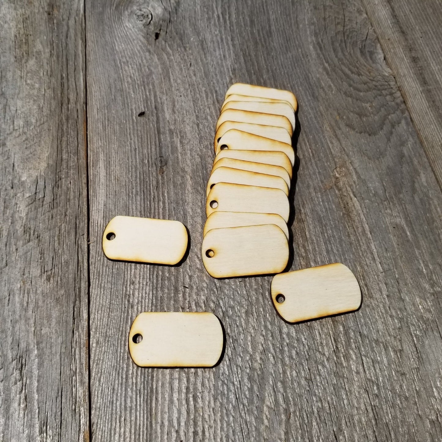 Rectangle Dog Tags - 2 Inch Wood Cutout - Unfinished Wood - Lot of 12 - Wood Blank - Craft Projects