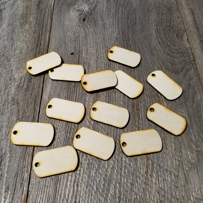 Rectangle Dog Tags - 2 Inch Wood Cutout - Unfinished Wood - Lot of 12 - Wood Blank - Craft Projects