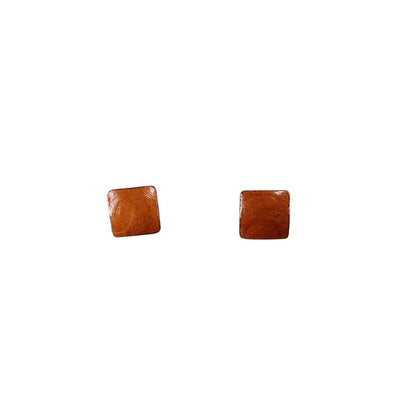 Redwood Earrings - Square Wood Earrings - California Redwood Stud Earrings