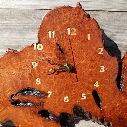 Redwood Clock Handmade Wall Hanging Rustic Wedding Gift Burl Live Edge #324 Mini Wall Clock Christmas Gift Idea